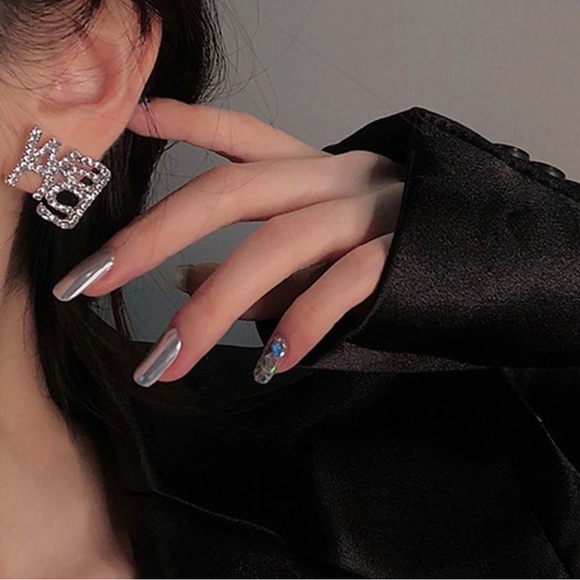 Brand new silver WANG Crystal stud earrings - Picture 2 of 5